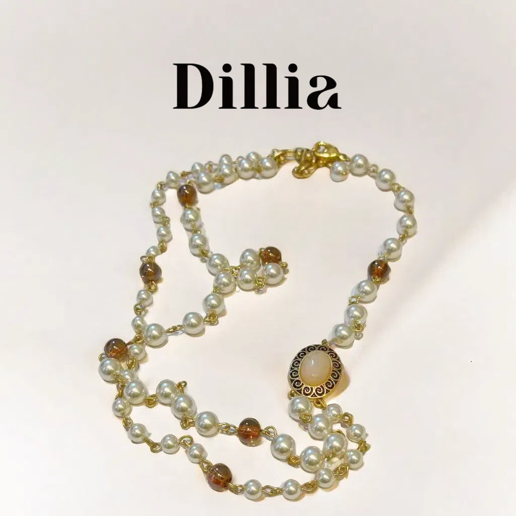 Elegant Retro Golden Dual-Strand Pearl Necklace