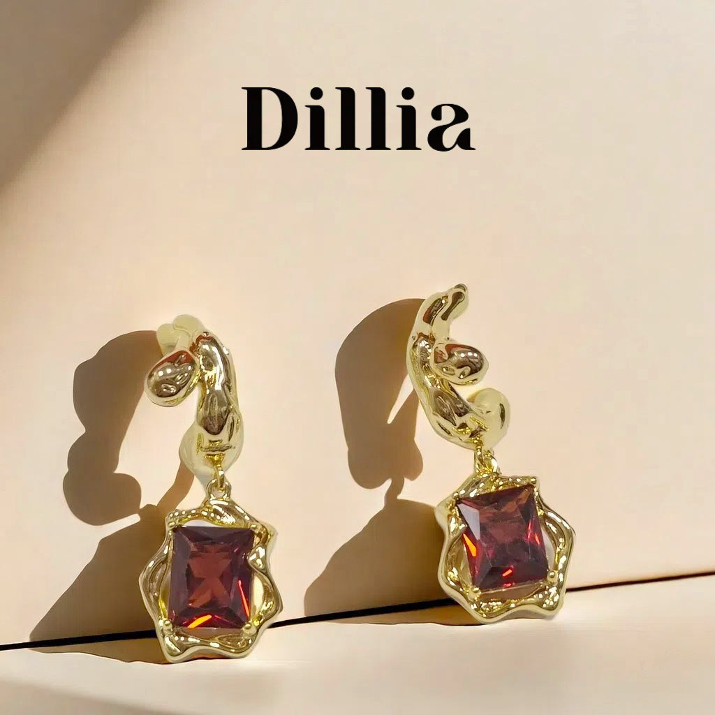 Elegant Luxury Gold Plated Glaze Stone Earrings
