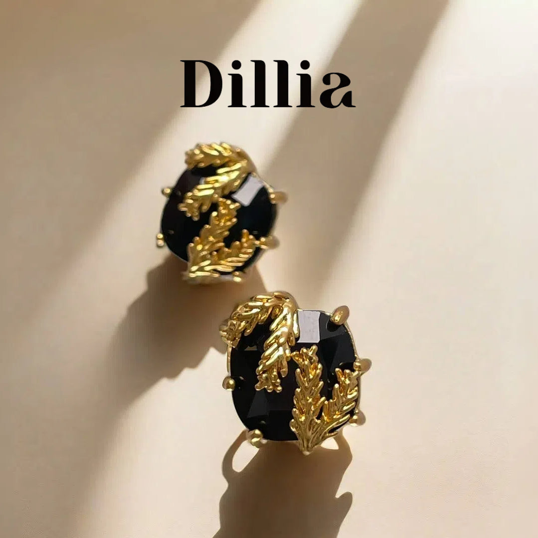 Elegant Gold Plated Green Glaze Leaf Stud Earrings