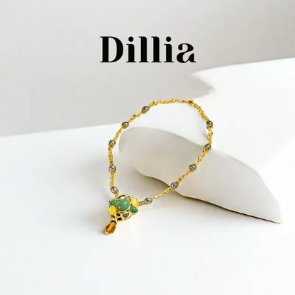Colorful Flower Shape Amber Pendant Necklace