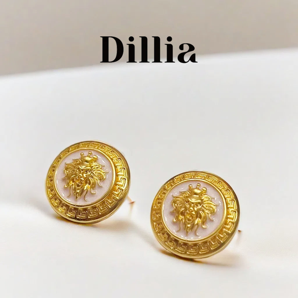 Regal Majesty Golden Medallion Gold-Plated Earrings