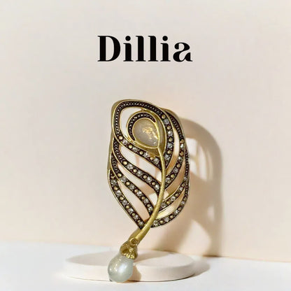 Artistic Gold and Pearl Feather Vintage Brooch