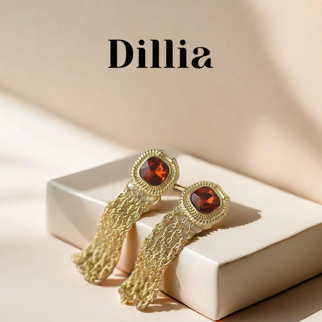 Elegant Citrine Tassel Gold-Plated Earrings