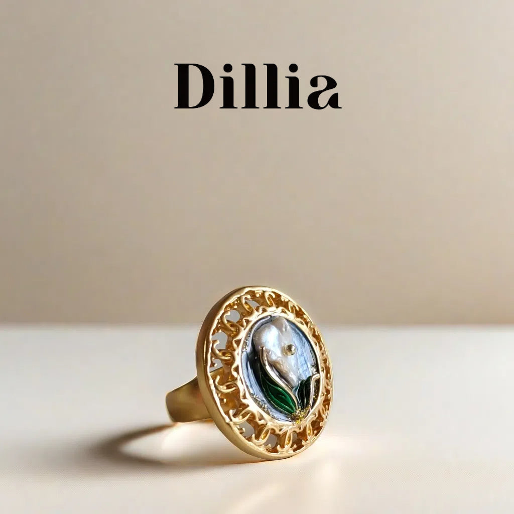 Vintage Hollow Enamel Floral Gold-plated Ring