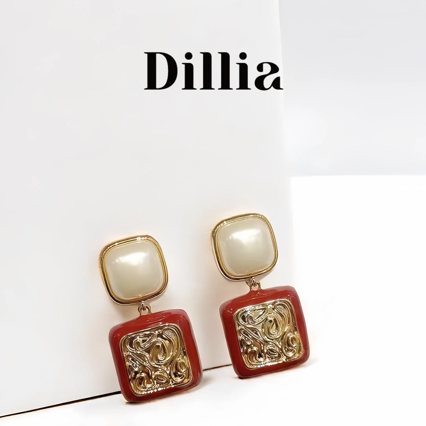 Retro Chic Square Drop Earrings