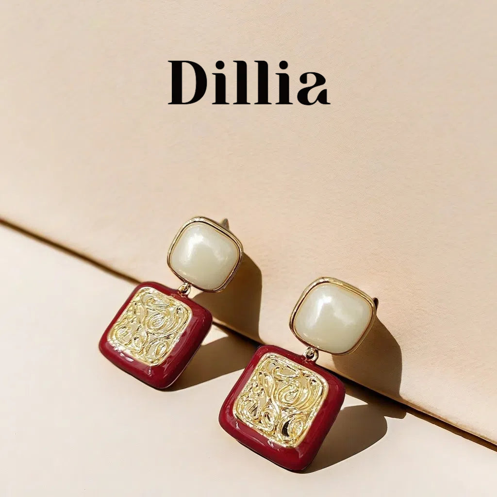Retro Chic Square Drop Earrings