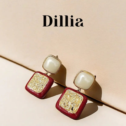 Retro Chic Square Drop Earrings