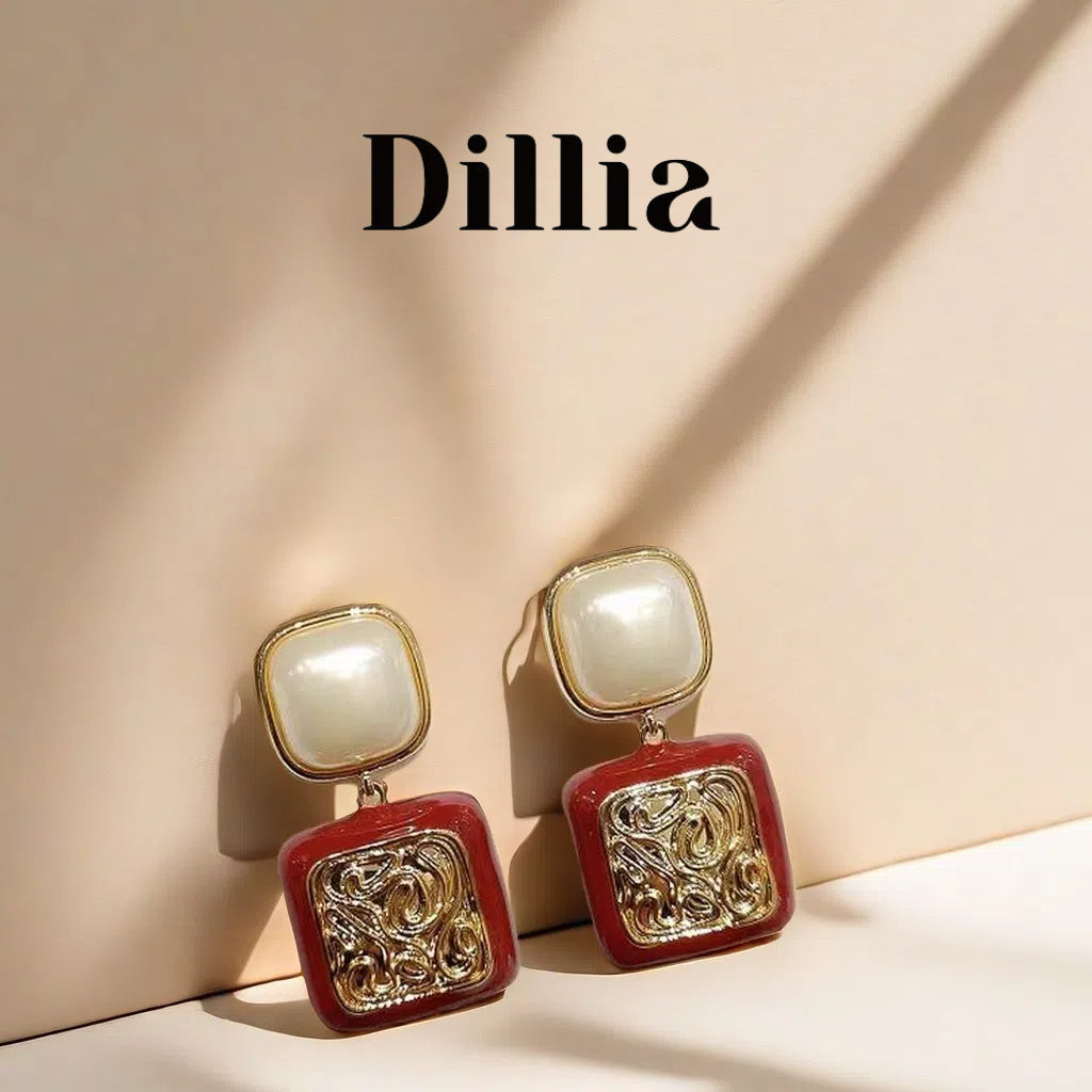 Retro Chic Square Drop Earrings