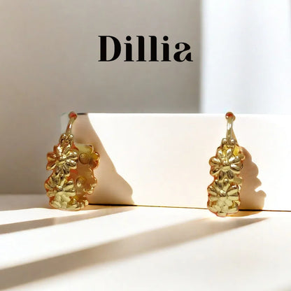 Gold Floral Embossed Hoop Earrings