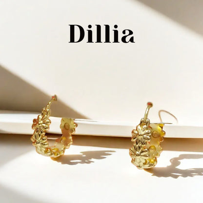 Gold Floral Embossed Hoop Earrings