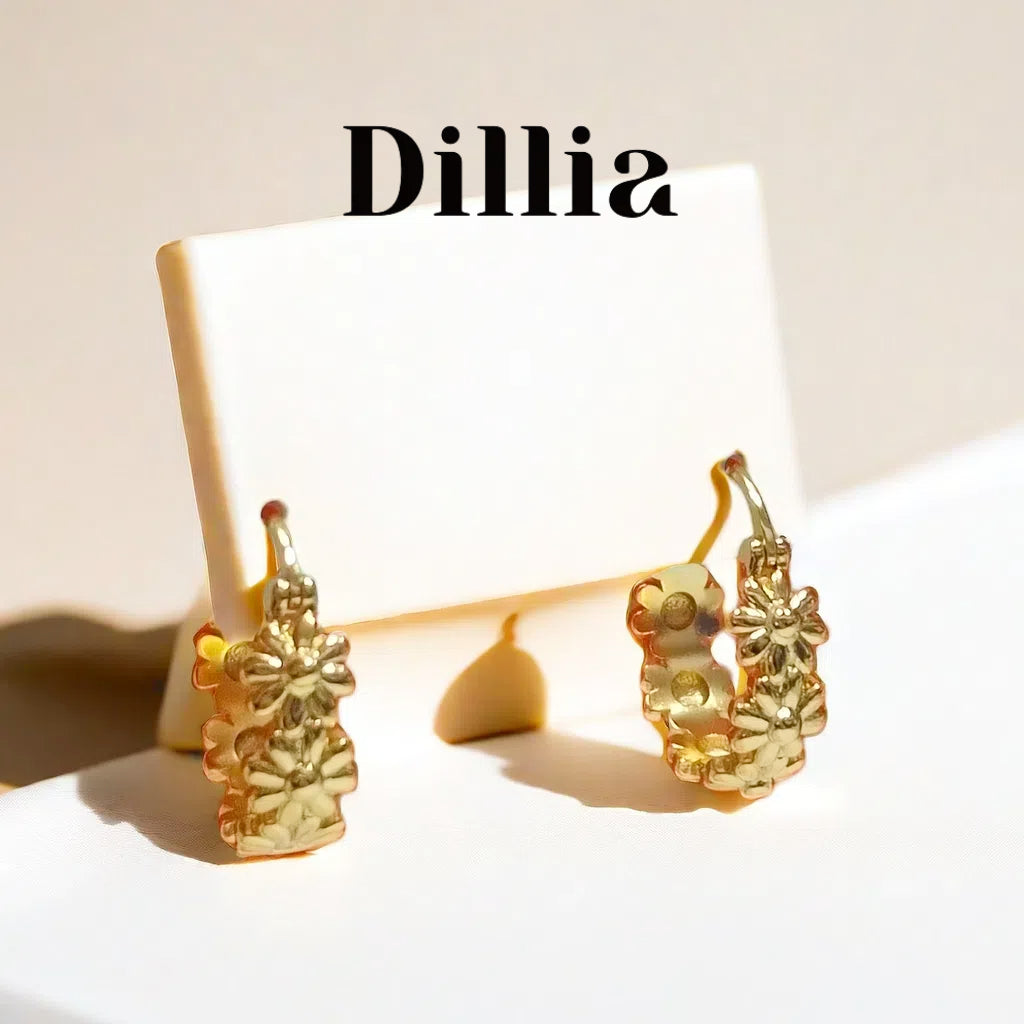 Gold Floral Embossed Hoop Earrings