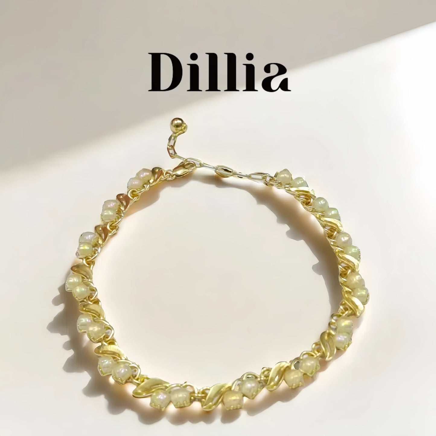Elegant Moonlight Lily of the Valley Golden Necklace