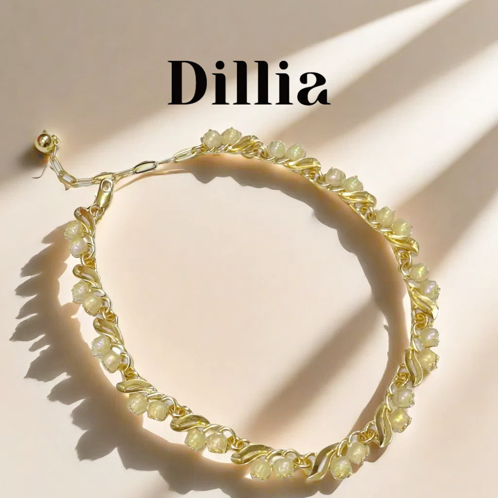 Elegant Moonlight Lily of the Valley Golden Necklace