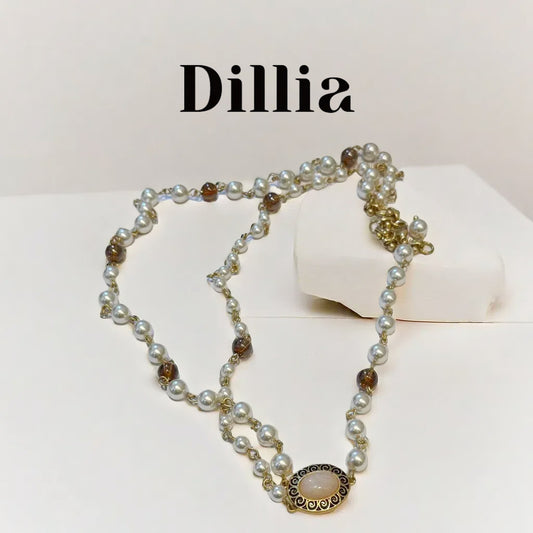 Elegant Retro Golden  Dual-Strand Pearl Necklace