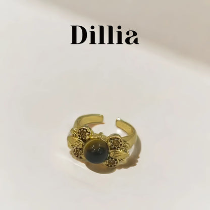 Vintage Tiger Eye Inlay Adjustable Open Ring