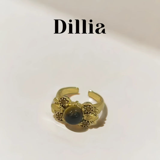 Vintage Tiger Eye Inlay Adjustable Open Ring