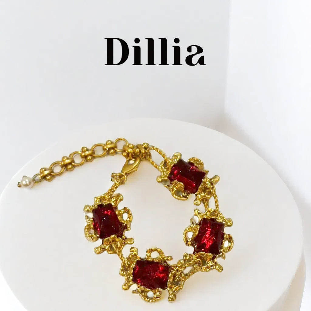 Retro Red Glazed Copper Alloy Bracelet