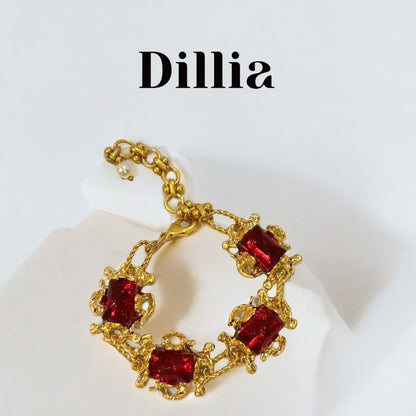 Retro Red Glazed Copper Alloy Bracelet