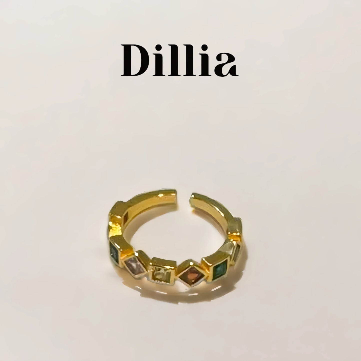 Geometric Multicolor Glaze Stone Open Ring