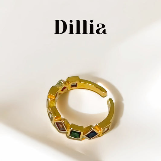 Geometric Multicolor Glaze Stone Open Ring