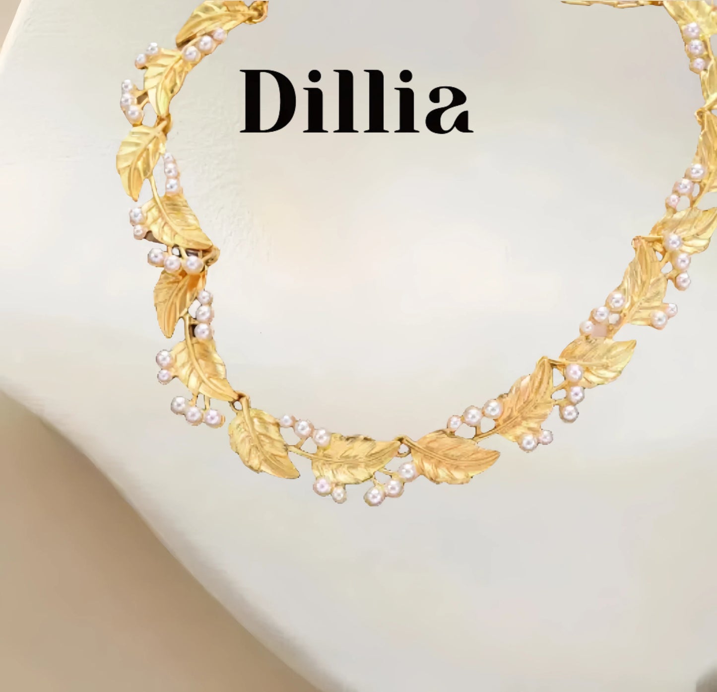 Leaf Pearl Embellished Gold Plated Necklace