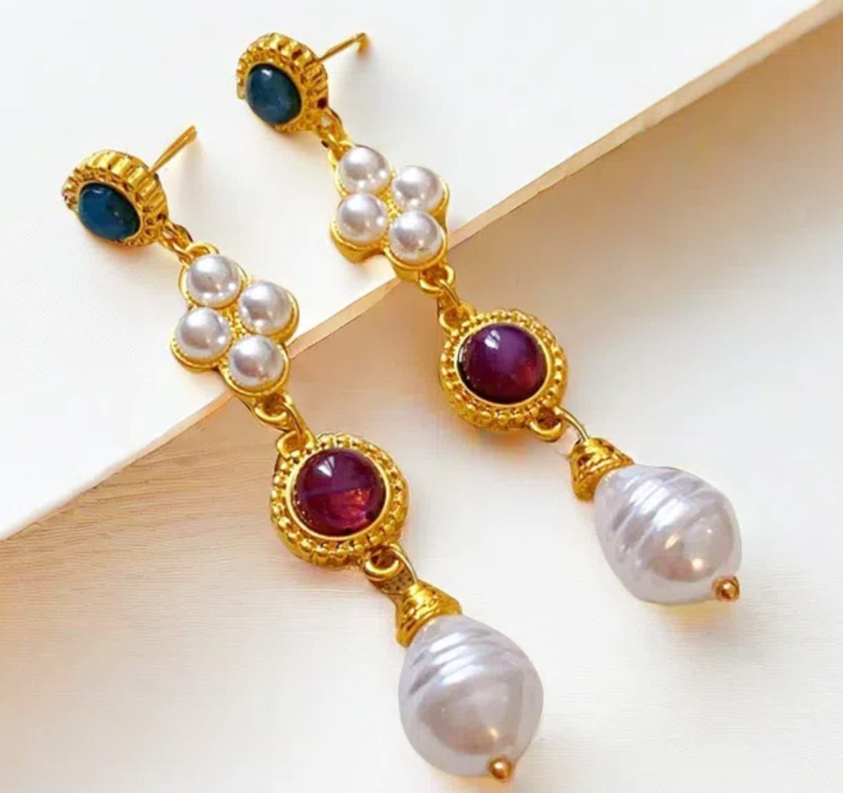 Elegant Luxe Pearl and Gold-Plated Earrings