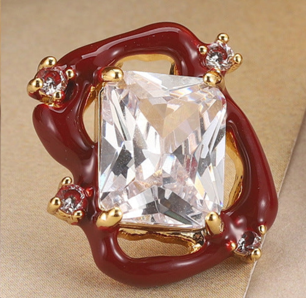 Elegant Irregular Rectangular Zircon Stud Earrings