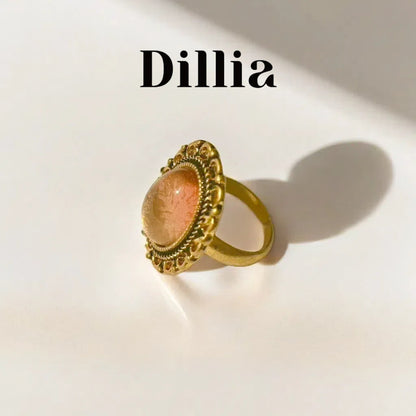 Elegant Vintage Style Gold Plated Amber Ring