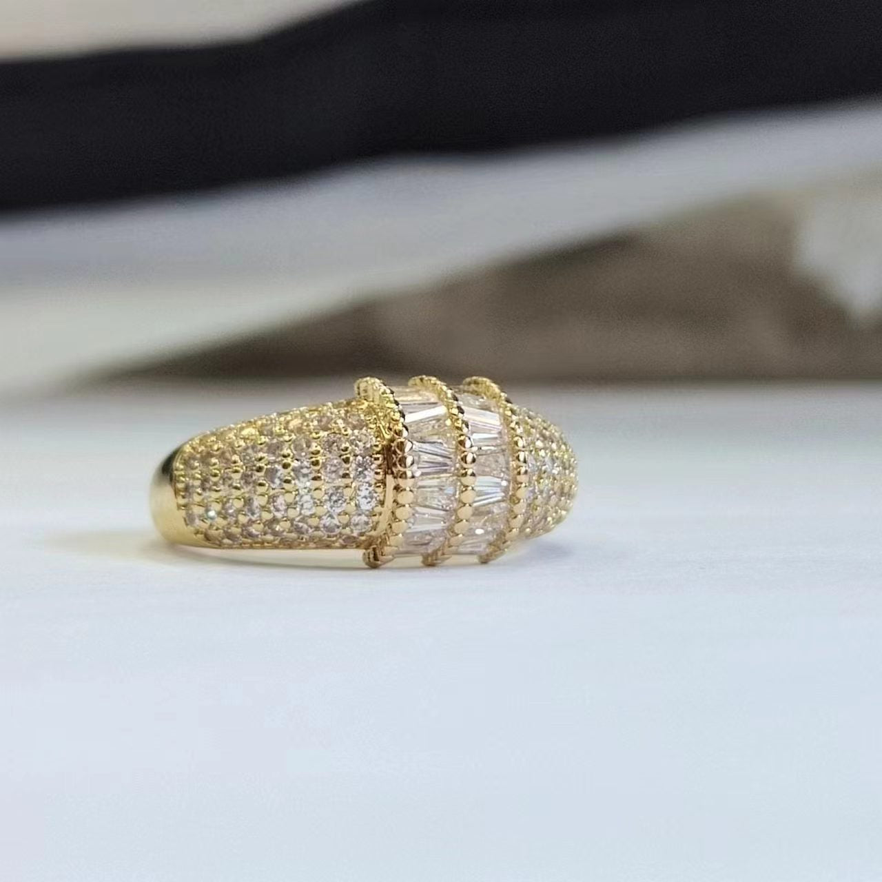 Luxurious Glow Gold Pavé Zirconia Ring