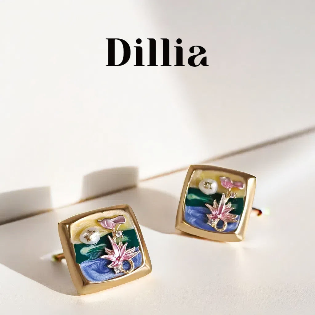 Enamel Oil Painting Landscape Earrings