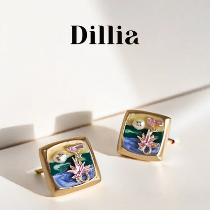 Enamel Oil Painting Landscape Earrings