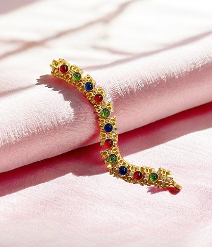 Retro Multi-Color Glaze Stone Hollow Bracelet