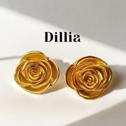 Elegant Rose Gold-Plated Stud Earrings
