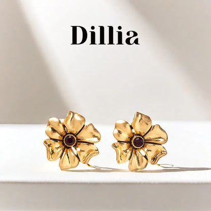 Hollow Floral Gold-Plated Stud Earrings