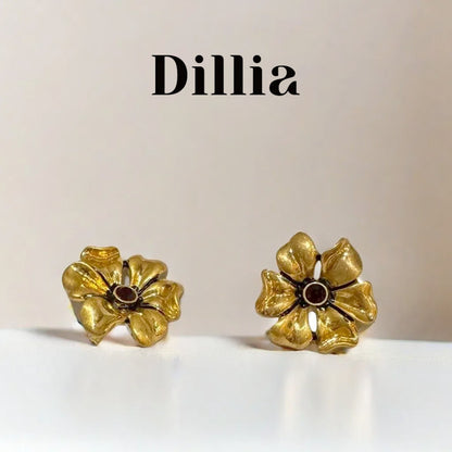 Hollow Floral Gold-Plated Stud Earrings
