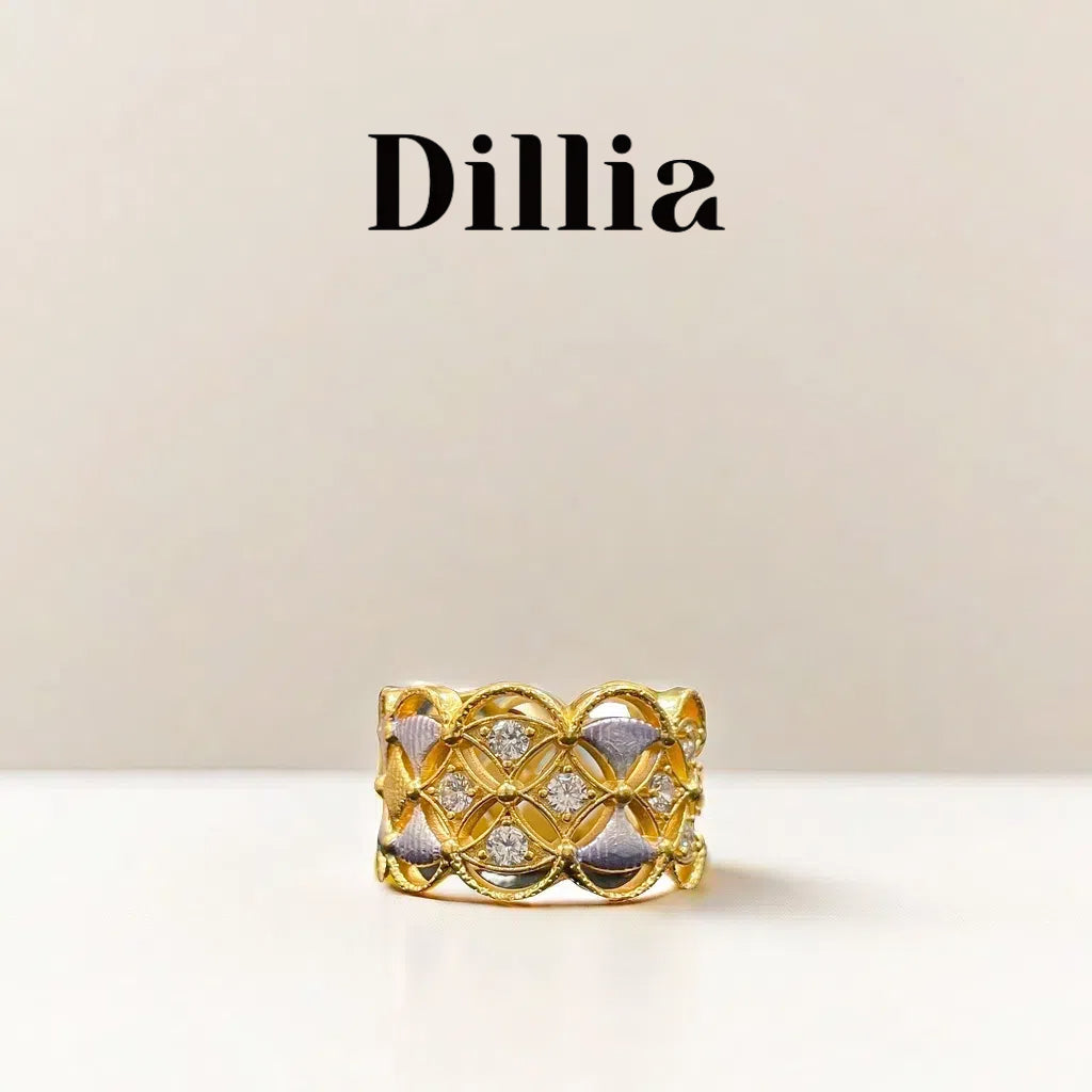 Shell Ziron Embellished Golden Open Ring