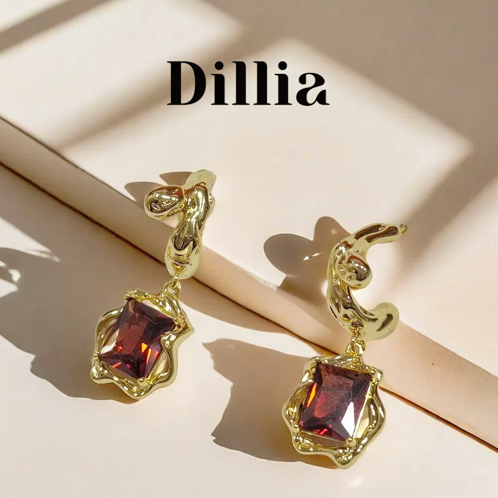 Elegant Luxury Gold Plated Glaze Stone Earrings