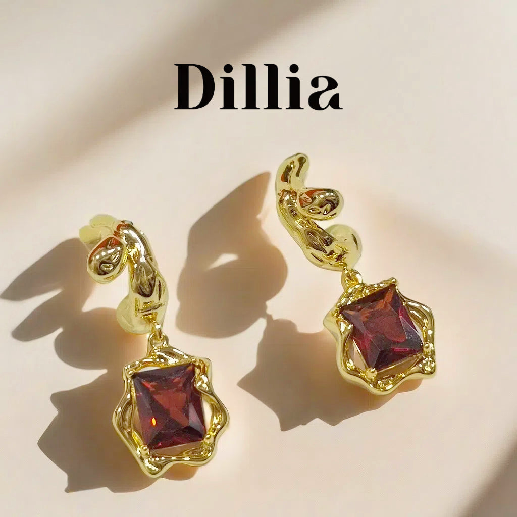Elegant Luxury Gold Plated Glaze Stone Earrings