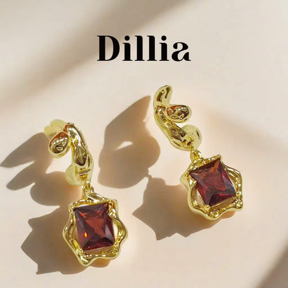 Elegant Luxury Gold Plated Glaze Stone Earrings