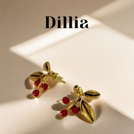 Chic Berry Leaf Stud Earrings