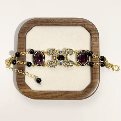Regal Purple Glaze Stone Golden Bracelet