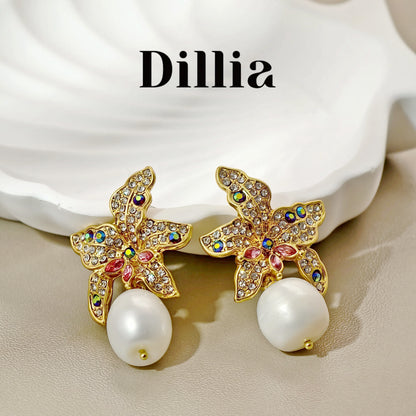 Luxury Lily Flower Pearl Earrings and Necklace Set