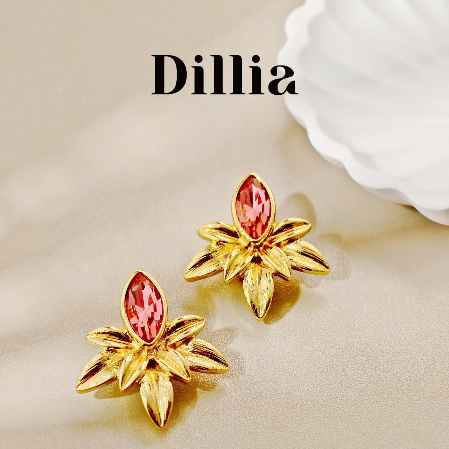 French Vintage Glaze Stone Leaf Earrings
