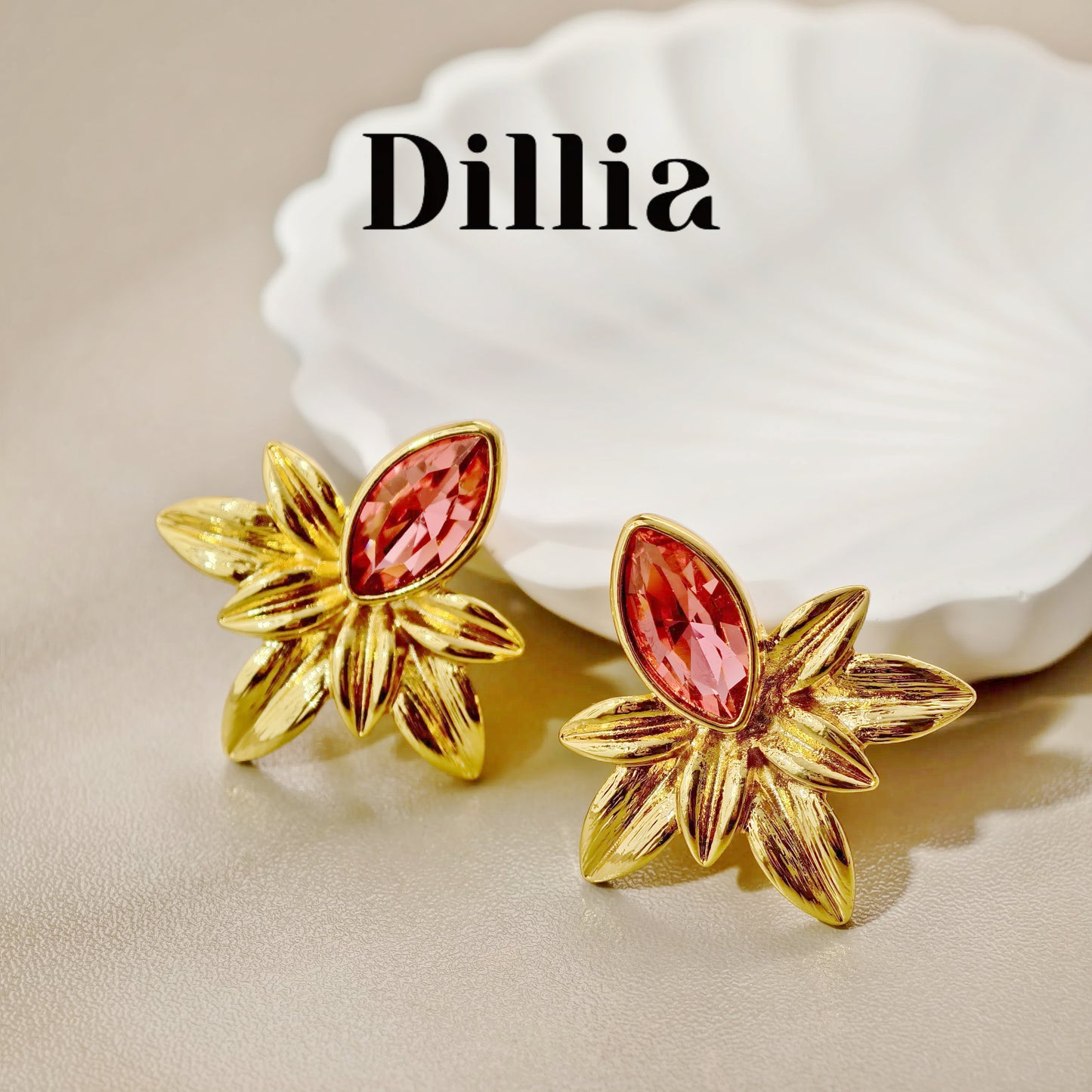 French Vintage Glaze Stone Leaf Earrings