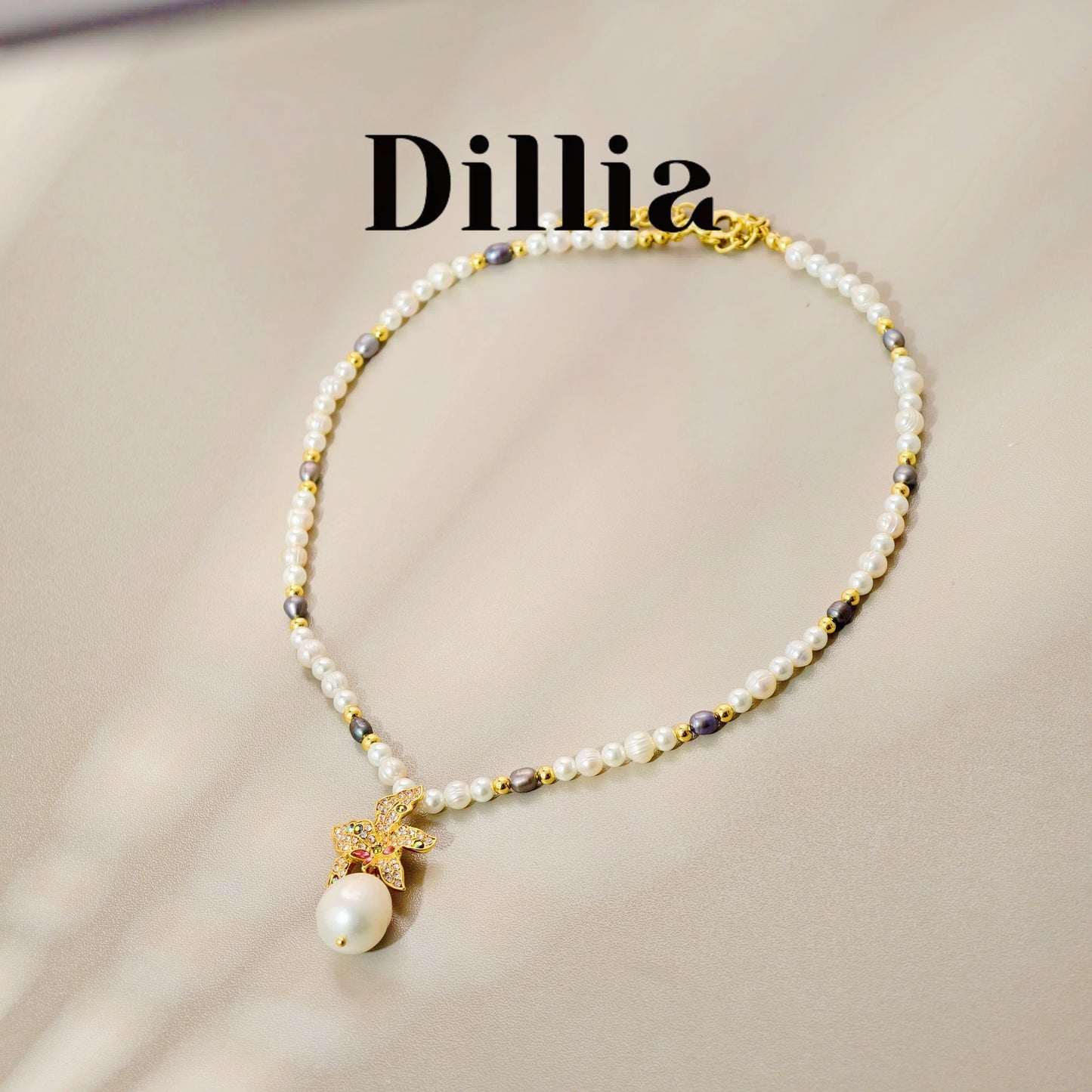 Luxury Lily Flower Pearl Earrings and Necklace Set