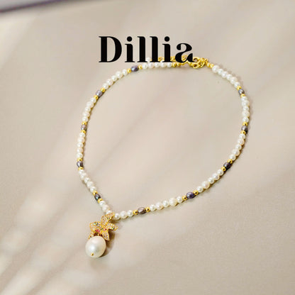Luxury Lily Flower Pearl Earrings and Necklace Set