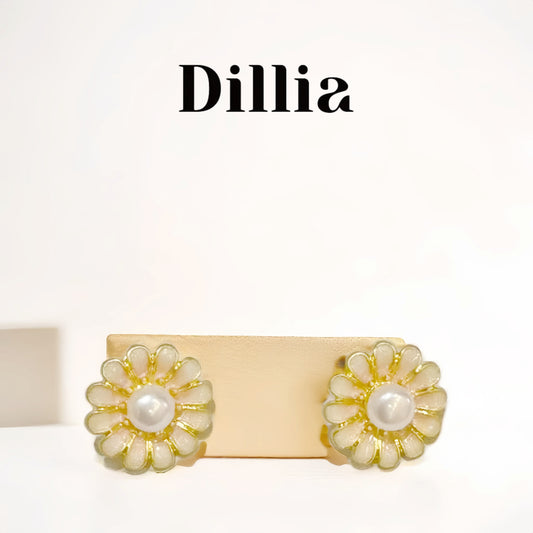 Enamel Gold-plated Gaisy Pearl Earrings