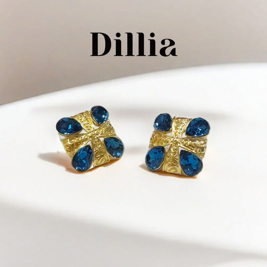 Dazzling Blue Crystal Cross Earrings