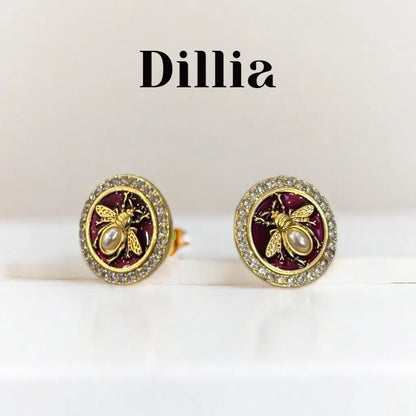 Enchanting Bee Pearl Gold-Plated Stud Earrings