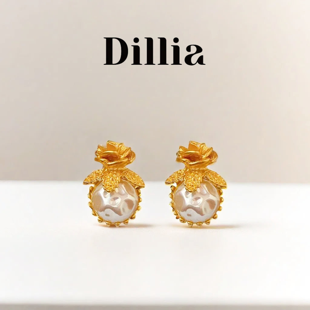 Luxurious Baroque Pearl Rosebud Earrings